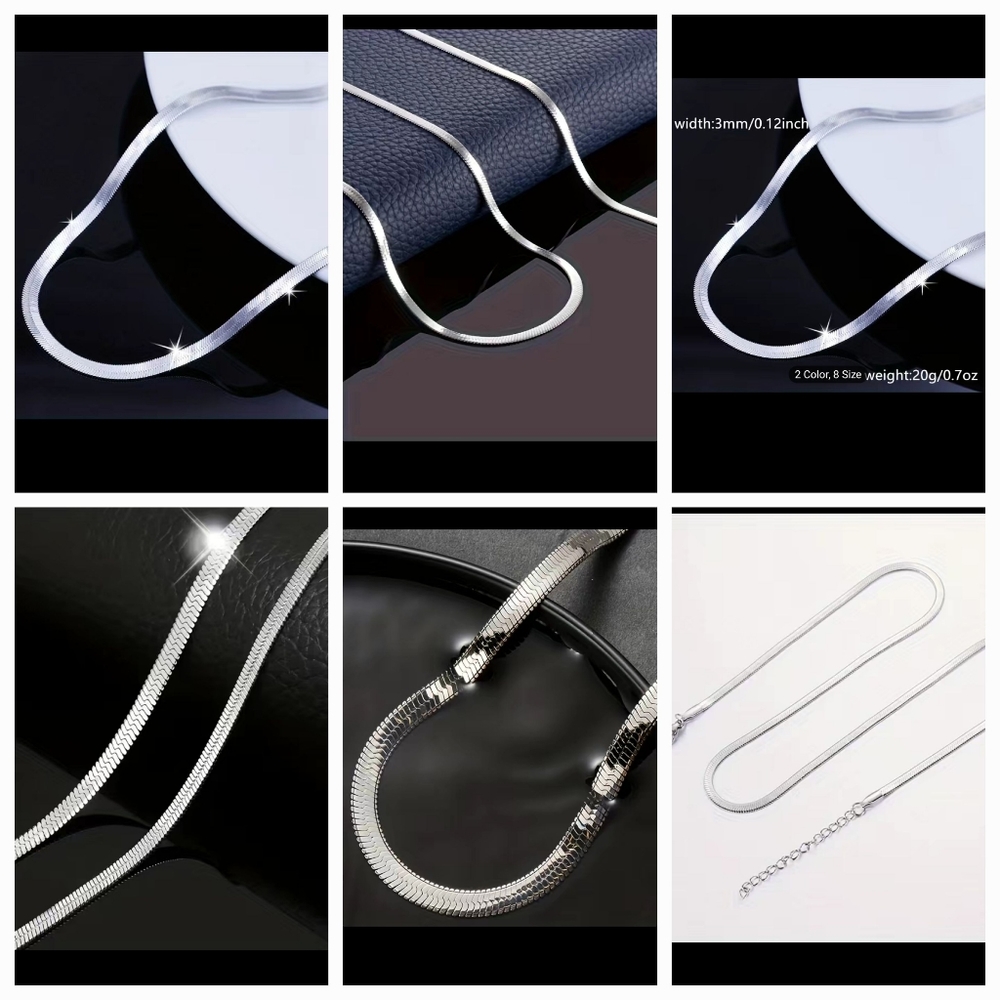 Titanium Steel never fade flat snake Chain!   18"-24"